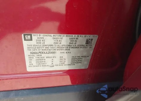 2018 GMC Terrain Slt from USA, damaged, VIN 3GKALPEXXJL254981